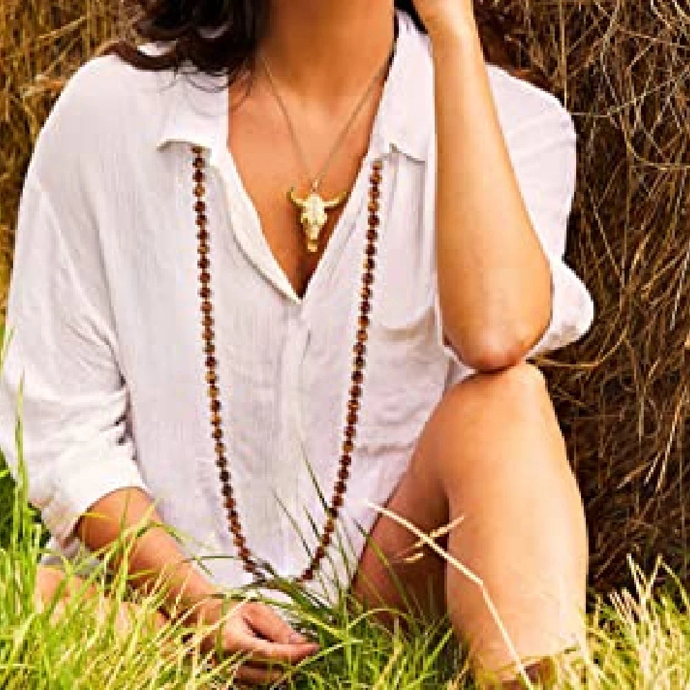 Natural Tiger's Eye Beads Endless Necklace