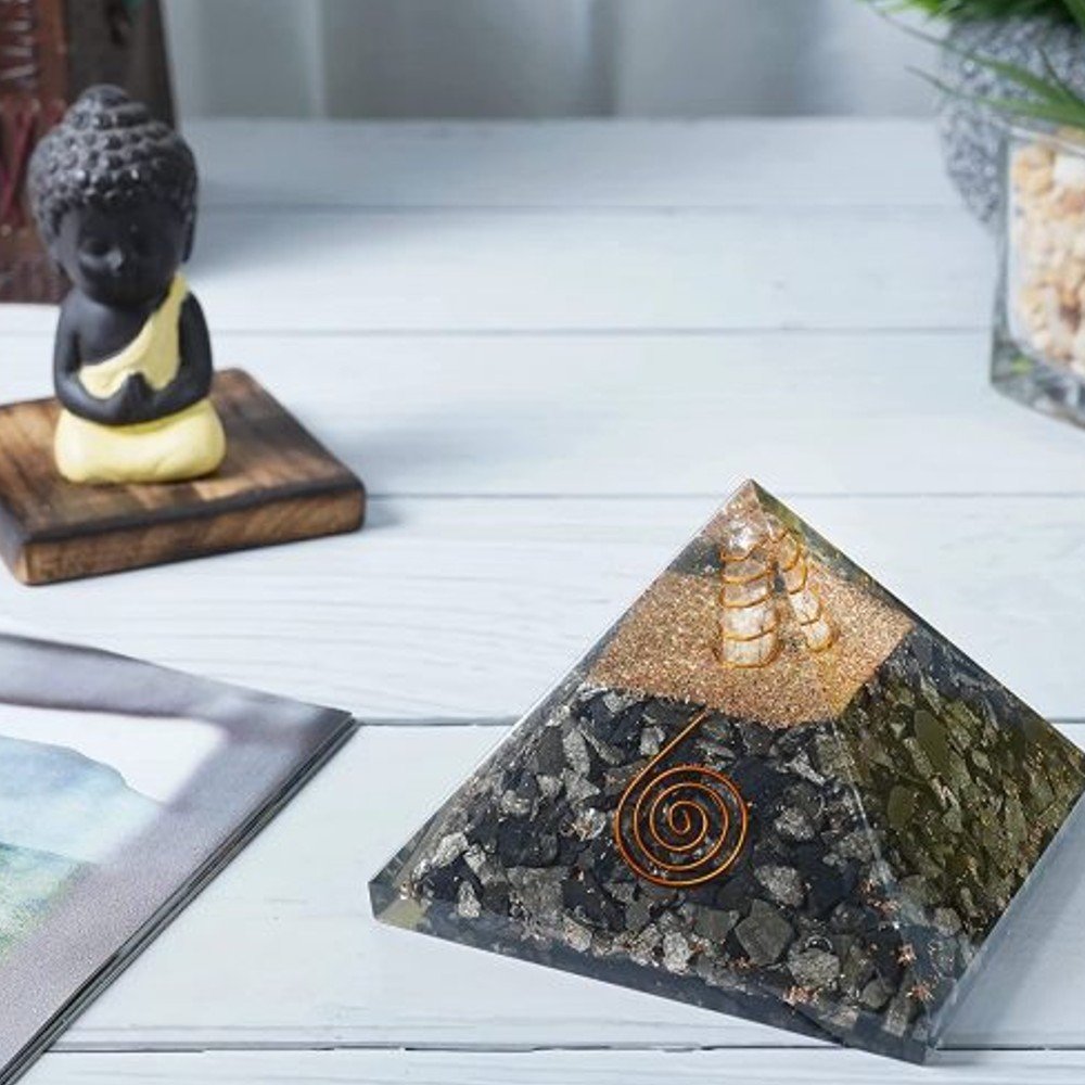 Natural Golden Pyrite Orgonite Pyramid