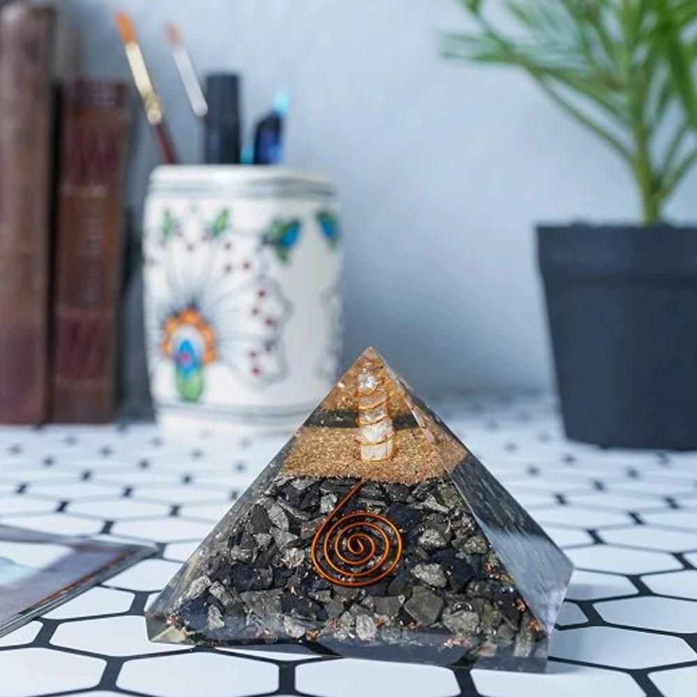 Natural Golden Pyrite Orgonite Pyramid
