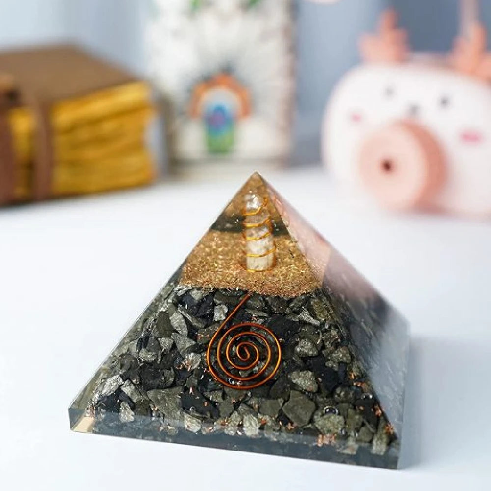 Natural Golden Pyrite Orgonite Pyramid