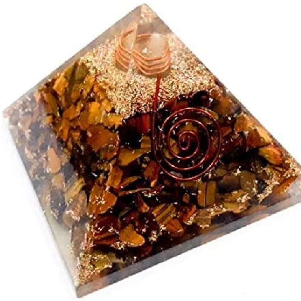 Natural Tiger Eye Orgonite Pyramid