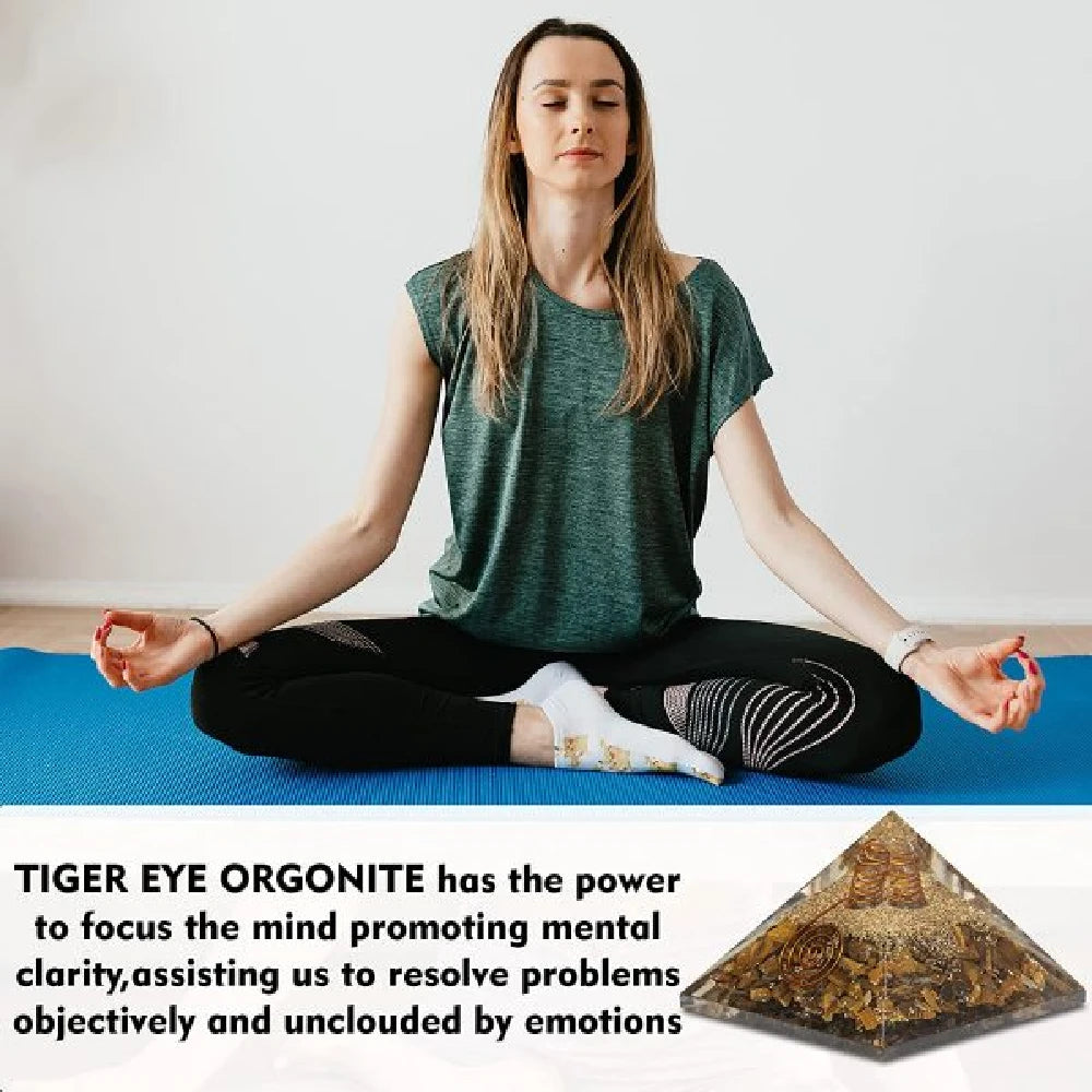 Natural Tiger Eye Orgonite Pyramid