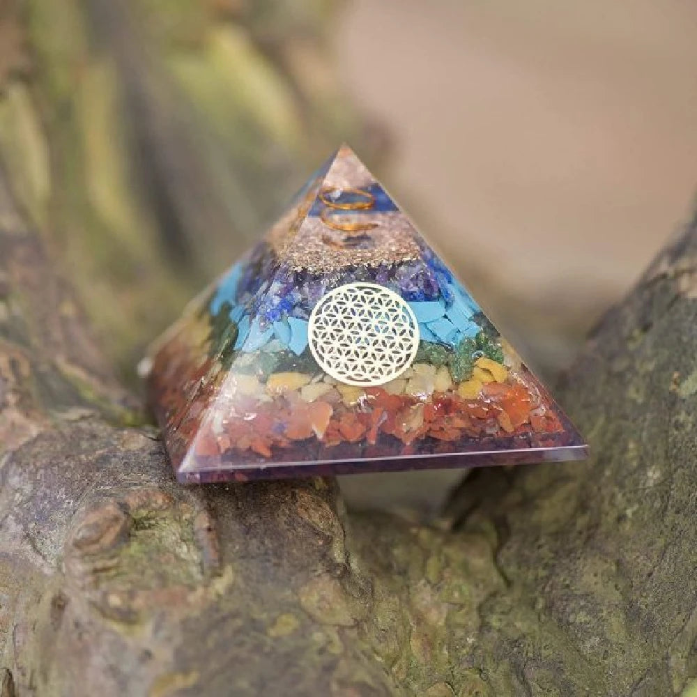 7 Chakra Pyramid Copper Flower of Life