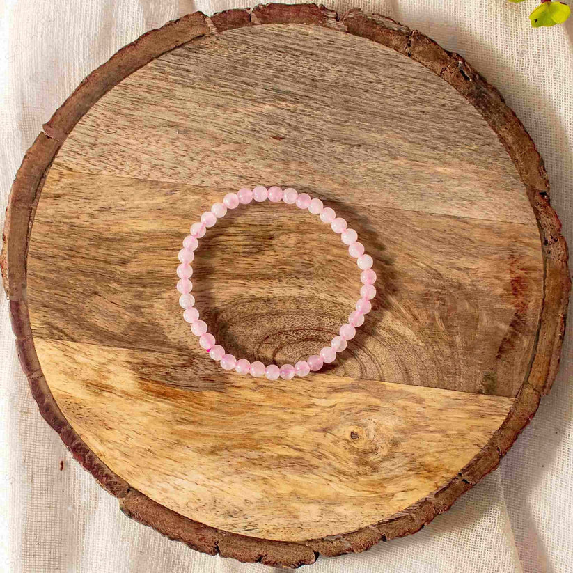 Natural Rose Quartz Bracelet 4mm Size To 12mm Beads Size