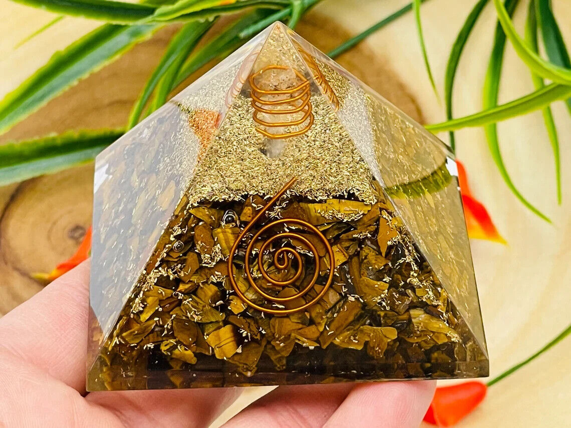 Natural Tiger Eye Orgonite Pyramid