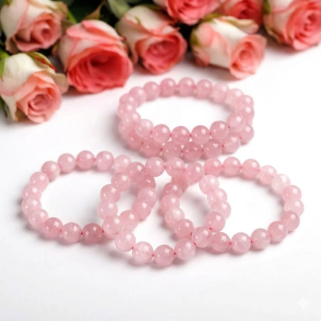 Rose Quartz Bracelet 5pcs Combo 8mm Beads Size