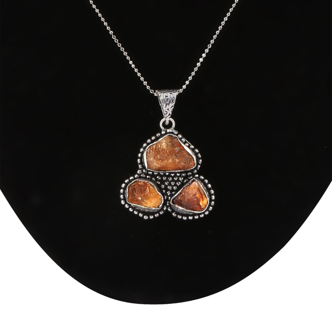 Natural Citrine Triple Stone Pendant
